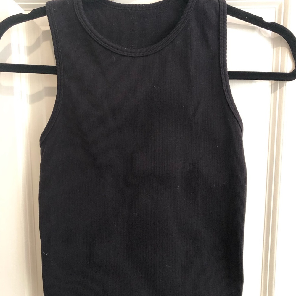 Ribbed Black Sleeveless Tank Top - Women's